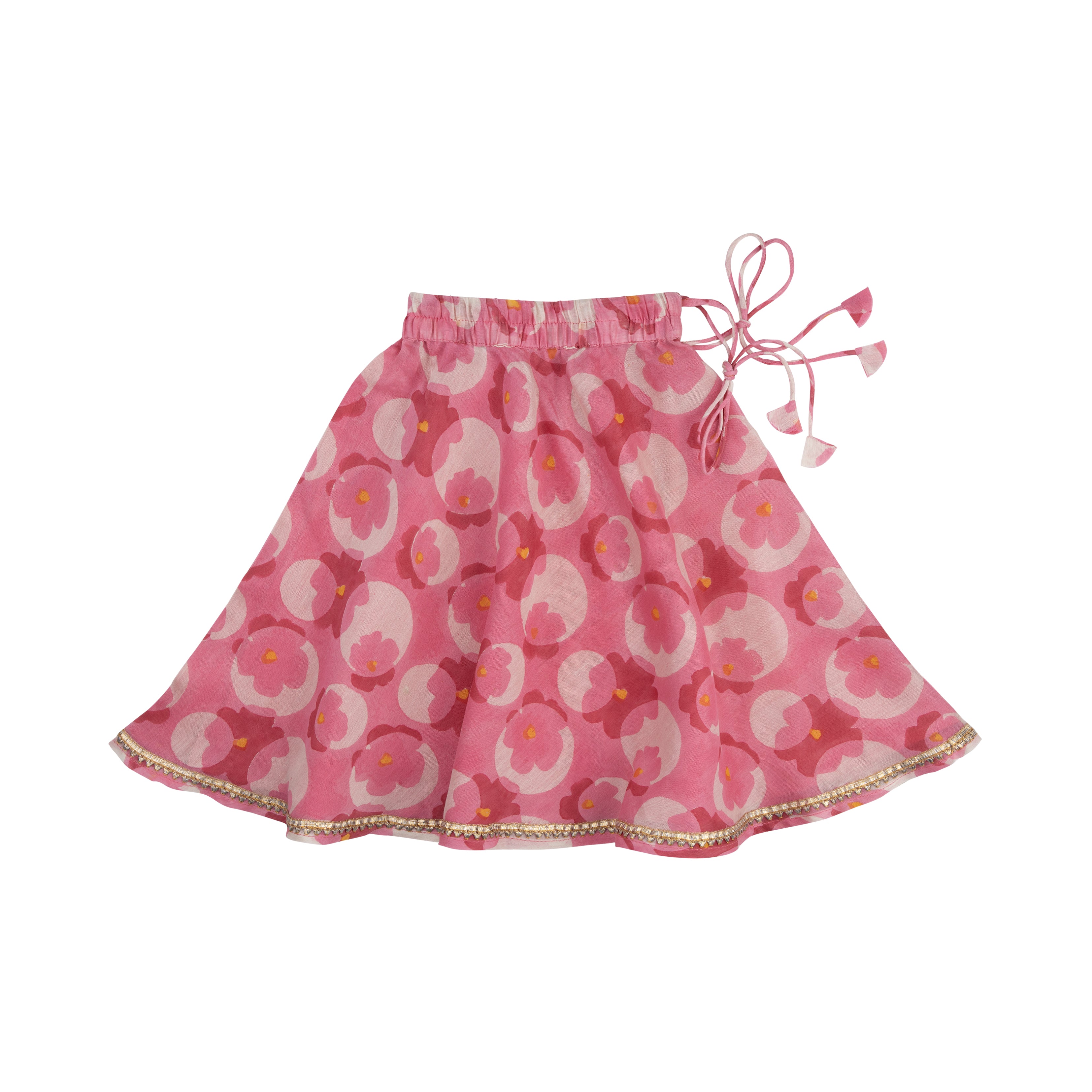 Chanderi Lehenga Set | Hand-Block Printed (Gota Work)