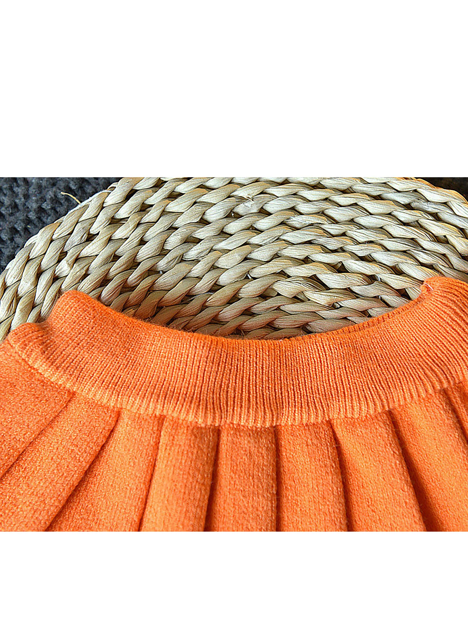 Little Surprise Box Orange Ruffled Shoulder 2 pcs sweatshirt & Skirt Winterwear set for Girls