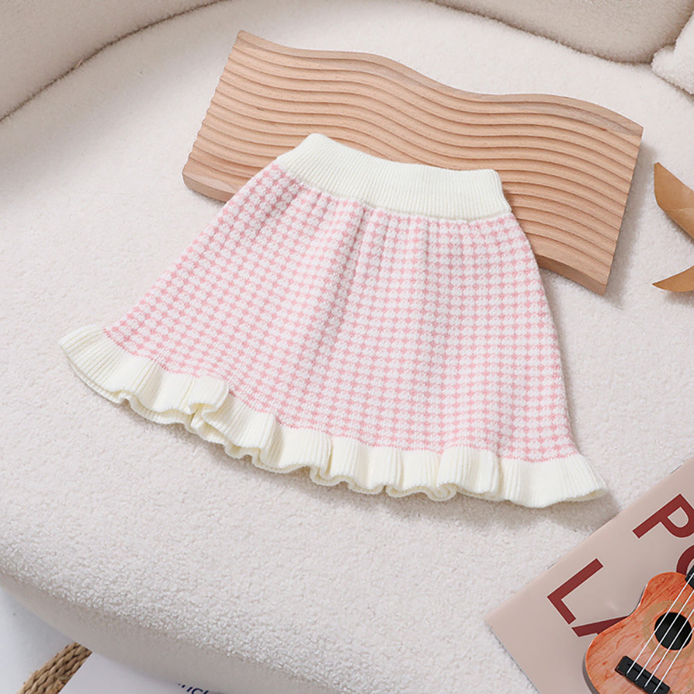 Little Surprise Box, Pink & Cream Big Bow , 2 pc Top & Skirt Set For Toddlers And Kids