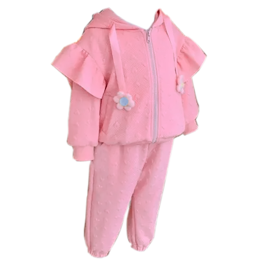 Little Surprise Box, Pink Mini Heart 2 pc Track Suit Set For Toddlers And Kids