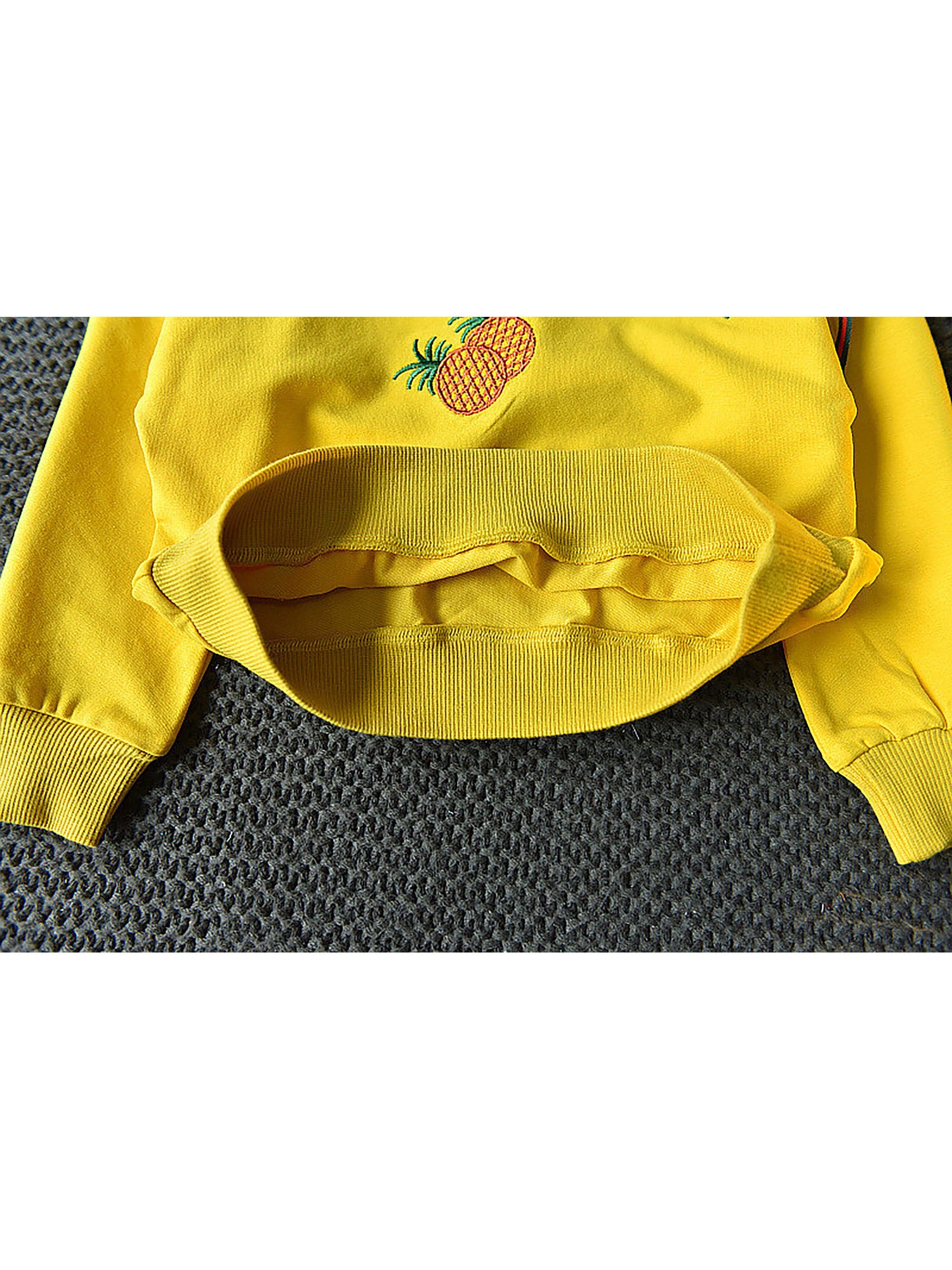 Little Surprise Box 2pcs Yellow Pineapple Sweatshirt, Skirt Winterwear set for Girls