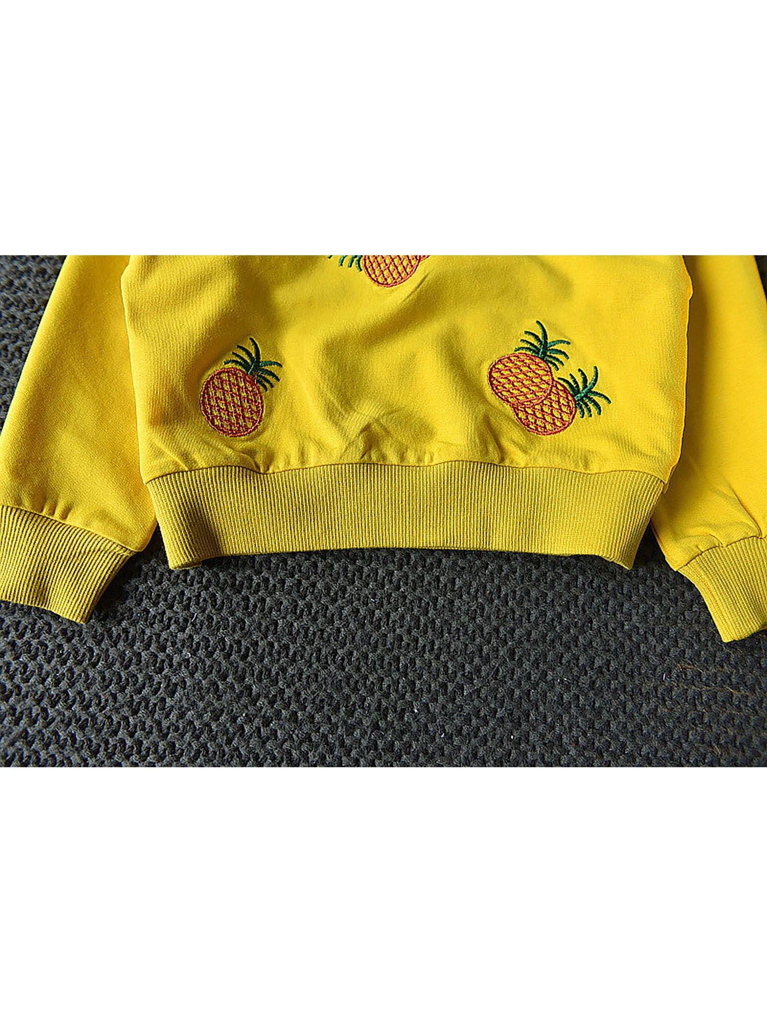 Little Surprise Box 2pcs Yellow Pineapple Sweatshirt, Skirt Winterwear set for Girls