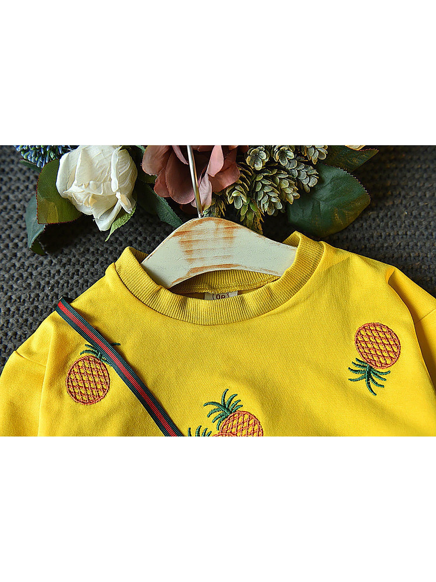 Little Surprise Box 2pcs Yellow Pineapple Sweatshirt, Skirt Winterwear set for Girls