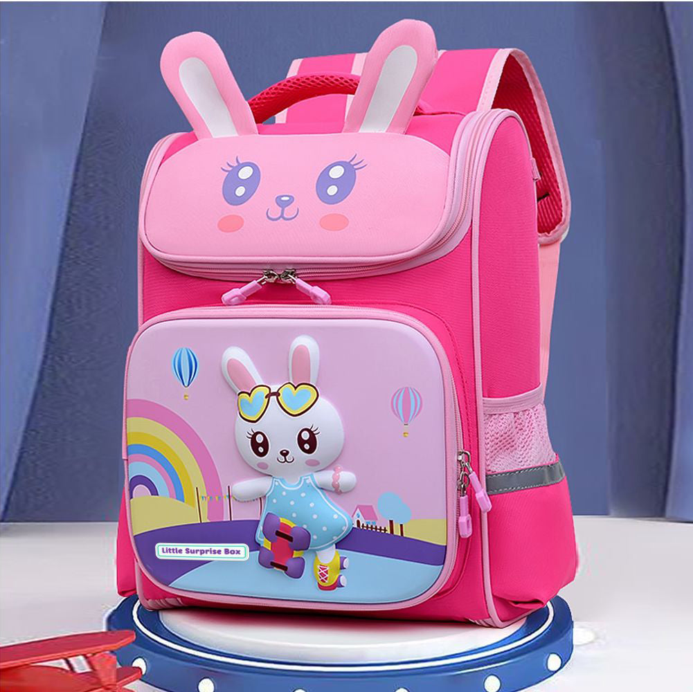 Dual Pink 2d Pop Rabbit School Backpack for Kids,5yrs - 8 yrs