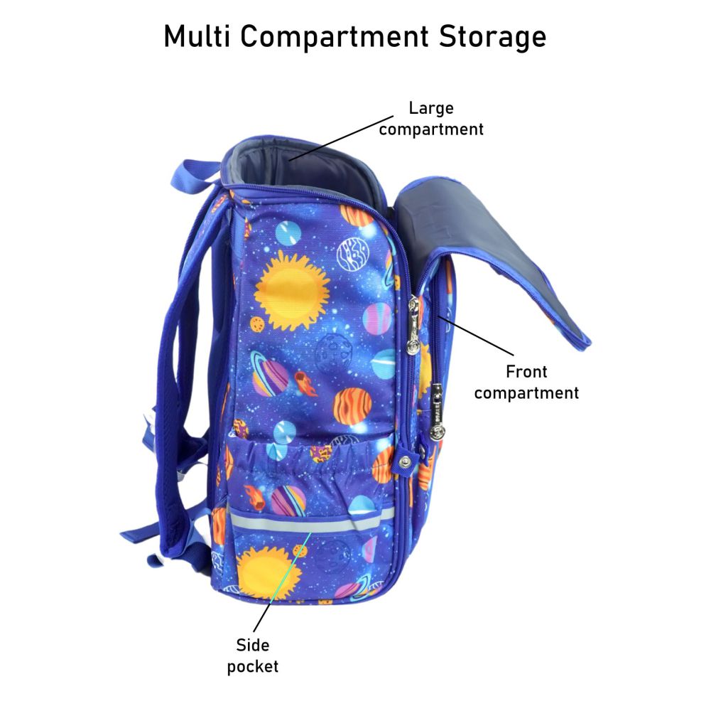 Blue 2d Pop Space Planets School Backpack for Kids,6yrs - 10yrs
