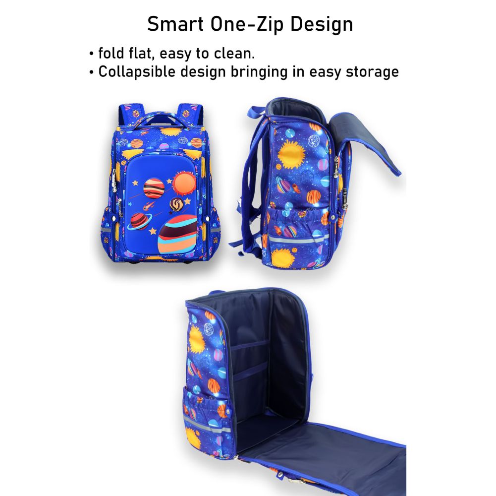 Blue 2d Pop Space Planets School Backpack for Kids,6yrs - 10yrs