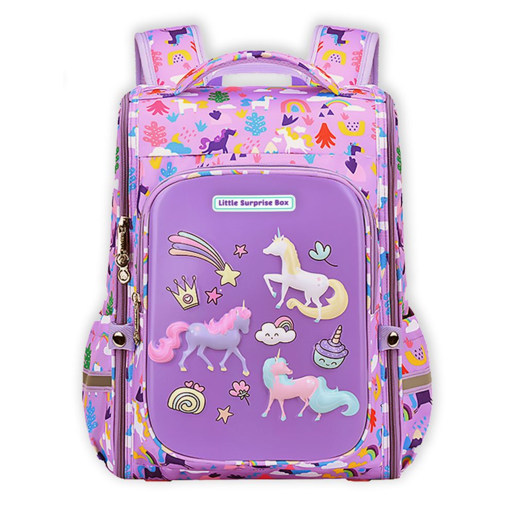 Purple 2d Pop Unicorn Garden School Backpack for Kids,6yrs - 10yrs