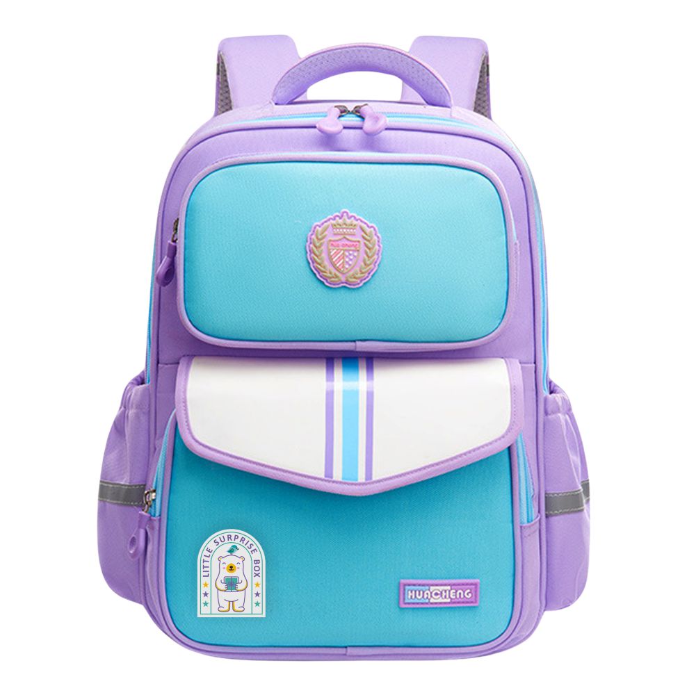 Sky Blue & Purple LSB Monogram kids School Backpack,6yrs - 10yrs