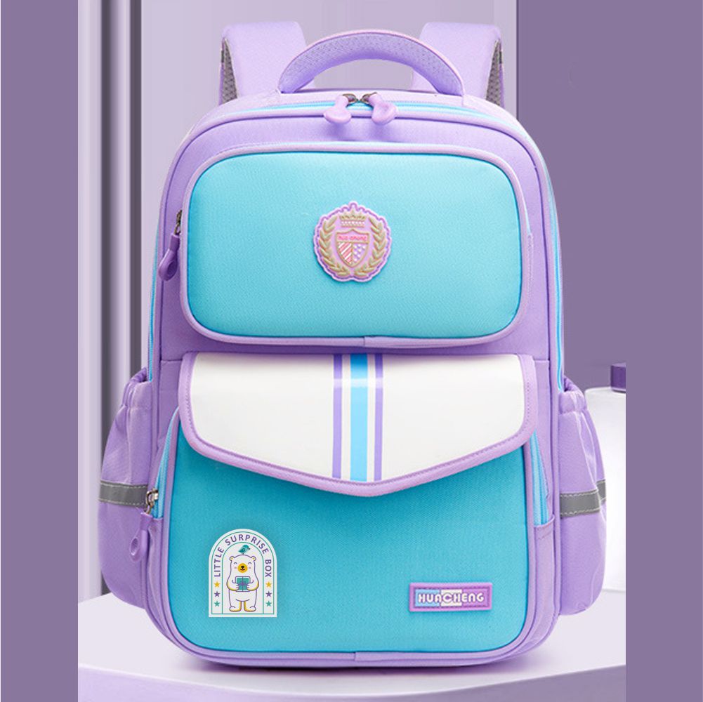 Sky Blue & Purple LSB Monogram kids School Backpack,6yrs - 10yrs