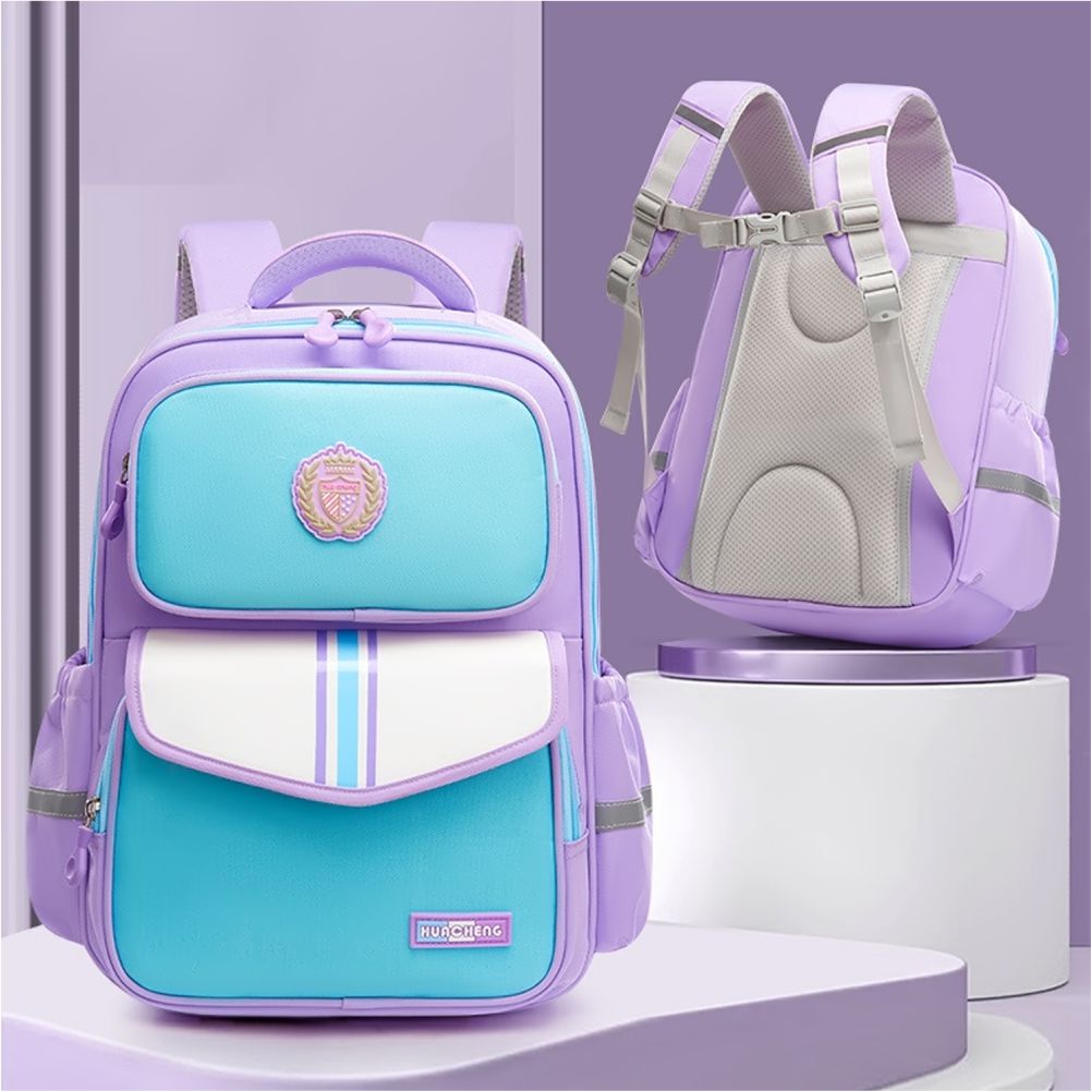 Sky Blue & Purple LSB Monogram kids School Backpack,6yrs - 10yrs