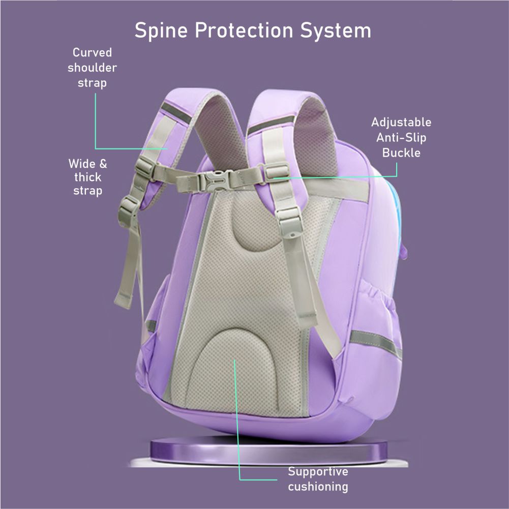 Sky Blue & Purple LSB Monogram kids School Backpack,6yrs - 10yrs