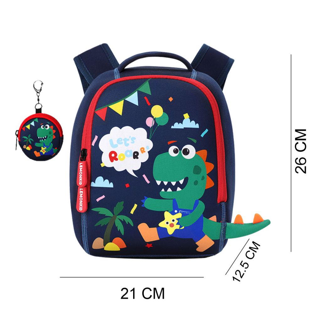 Mini size 3d Blue Tail Dinosaur Nursery and Early School Backpack for Toddlers