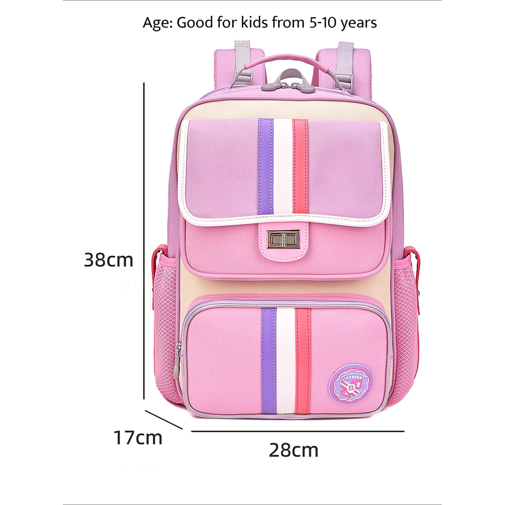 Pink &Purple 3 stripes Ergonomic School Backpack for Kids