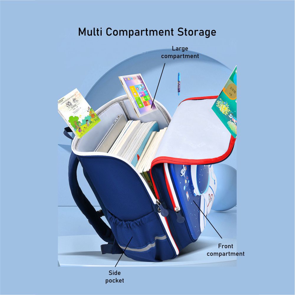 Shimmer Dotted Blue Astronaut School Backpack for Kids,5yrs - 8yrs