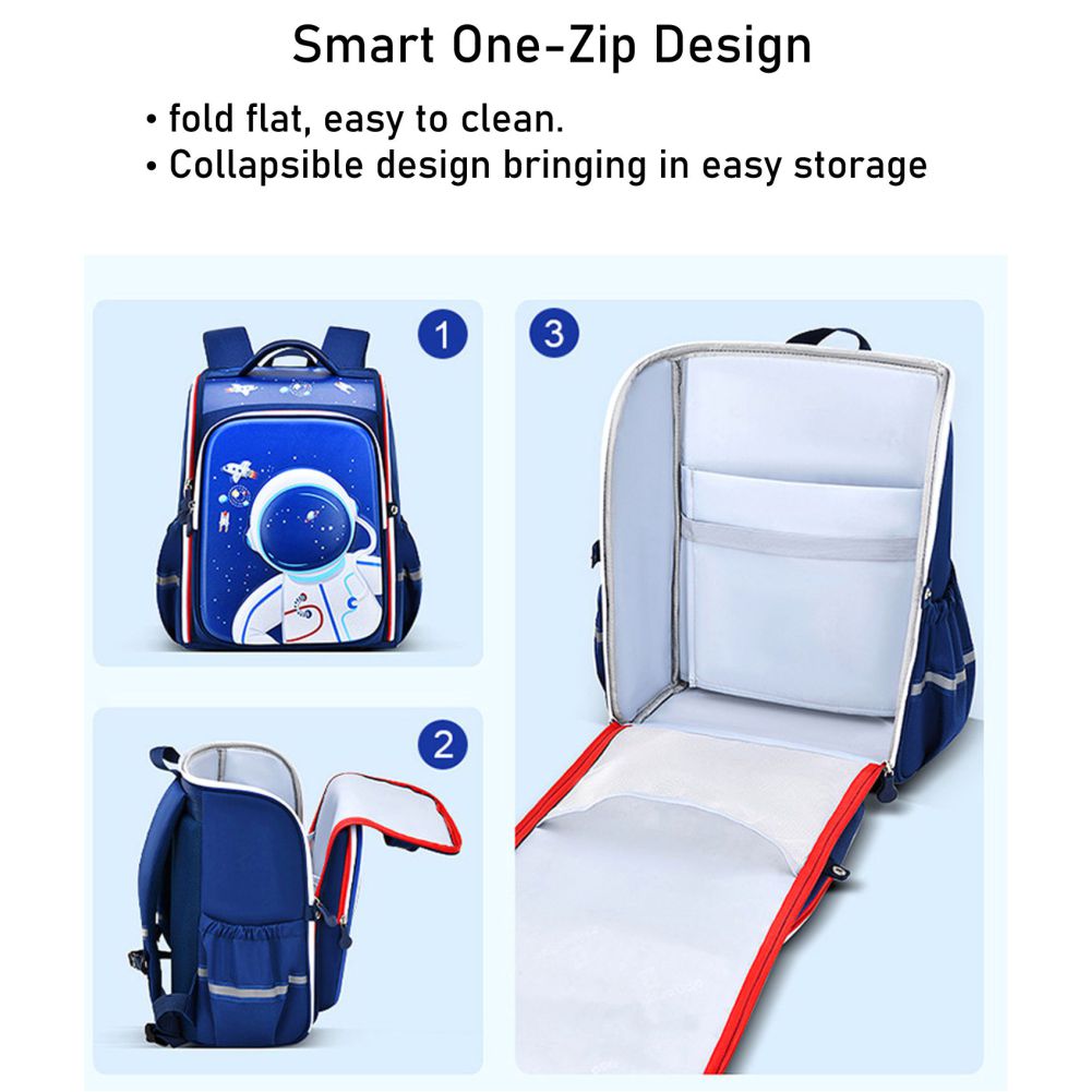 Shimmer Dotted Blue Astronaut School Backpack for Kids,5yrs - 8yrs