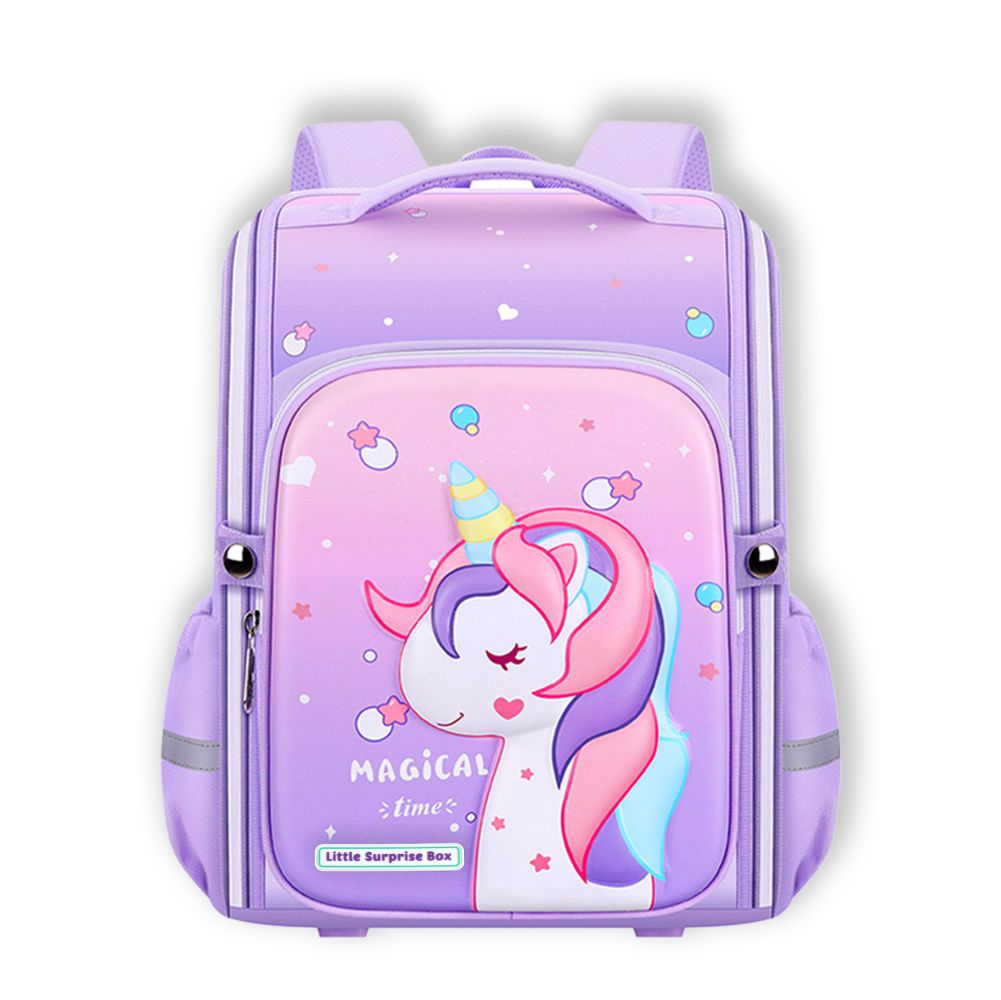 Shimmer Dotted Purple Unicorn School Backpack for Kids,5yrs - 8yrs