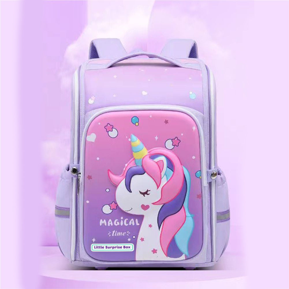 Shimmer Dotted Purple Unicorn School Backpack for Kids,5yrs - 8yrs