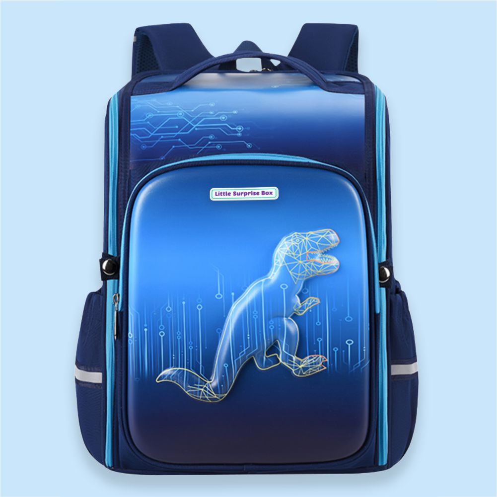 Shimmer Geometric Blue Dino School Backpack for Kids,6yrs - 10yrs