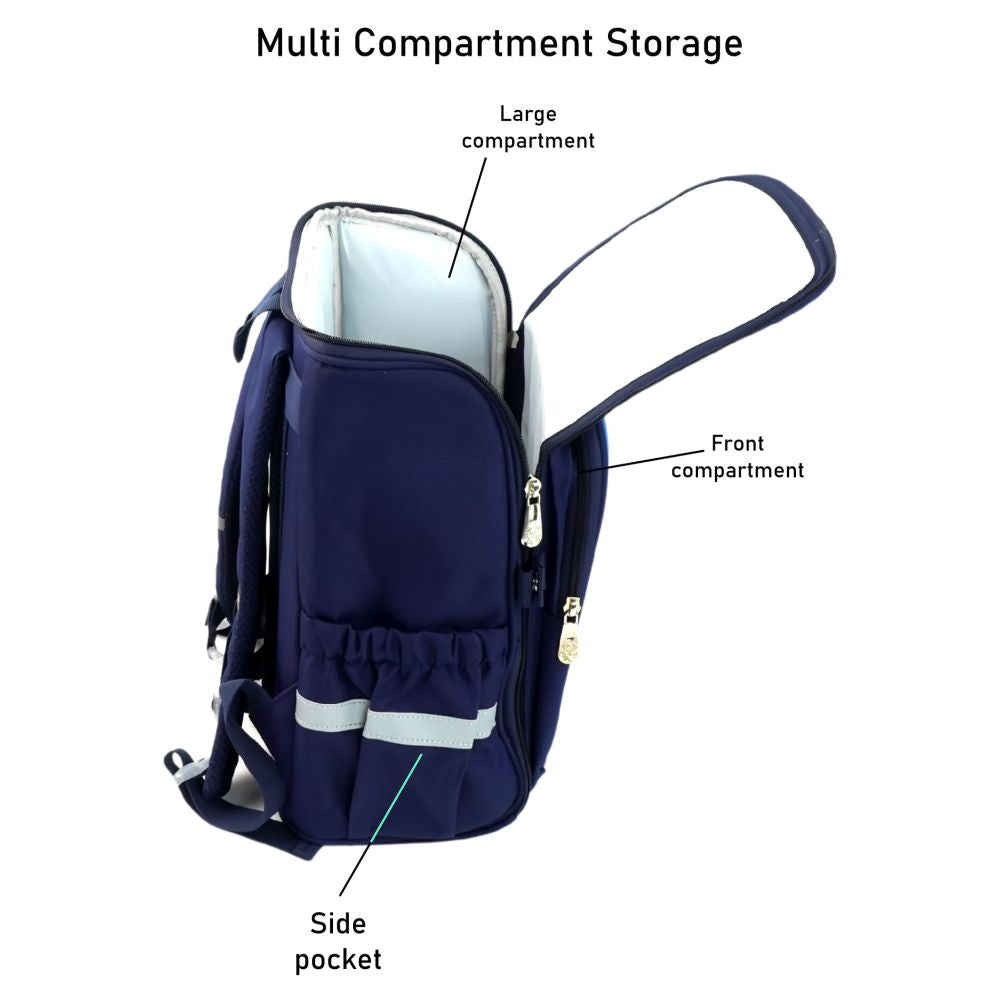 Shimmer Geometric Blue Dino School Backpack for Kids,6yrs - 10yrs