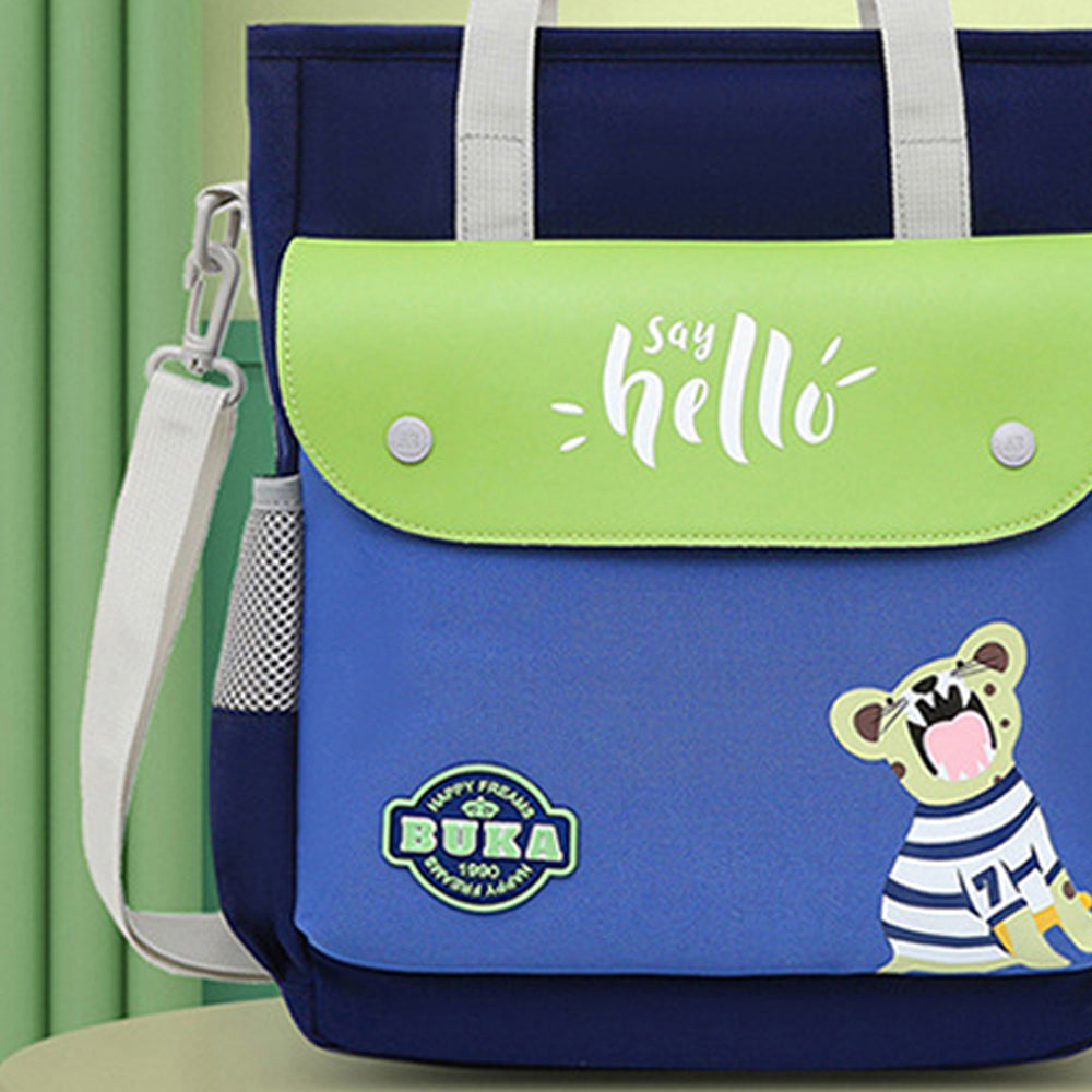 Little Surprise Box, Green Tiger theme Shoulder/Backpack style Bag for Kids