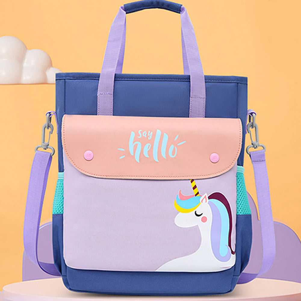 Little Surprise Box, Peach & Purple Unicorn Theme Shoulder/Backpack Style Bag For Kids