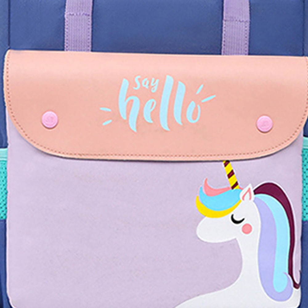 Little Surprise Box, Peach & Purple Unicorn Theme Shoulder/Backpack Style Bag For Kids