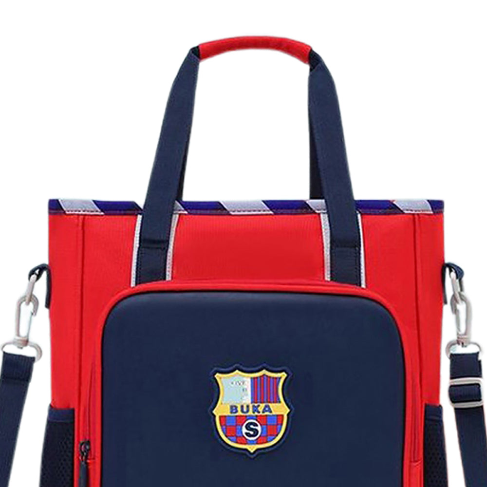 Little Surprise Box, Red Soccer Theme Dual Style Shoulder/Backpack Style Bag for Kids
