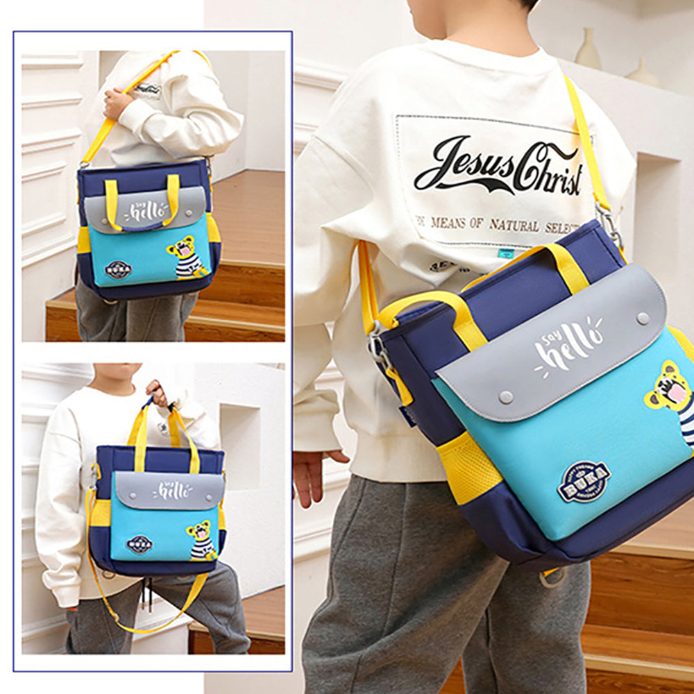 Little Surprise Box, Grey & Blue Tiger theme Shoulder/Backpack style Bag For Kids