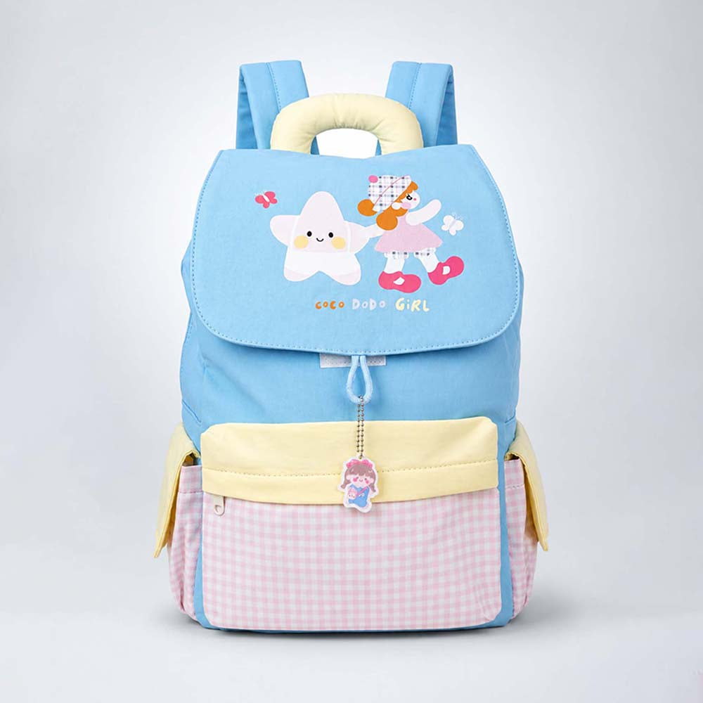 Gingham Girl Star Backpack with  Keychain for Kids & Teens, 8yrs and above