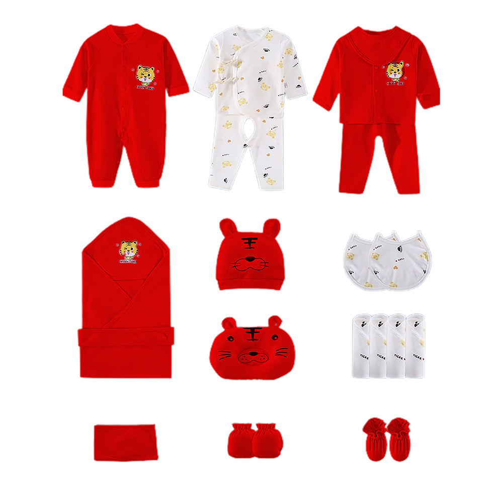 Little Surprise Box 20 Pcs Winter Wear Dual Read White Tiger Newborn Baby Girl/ Boy Gift Hamper Box