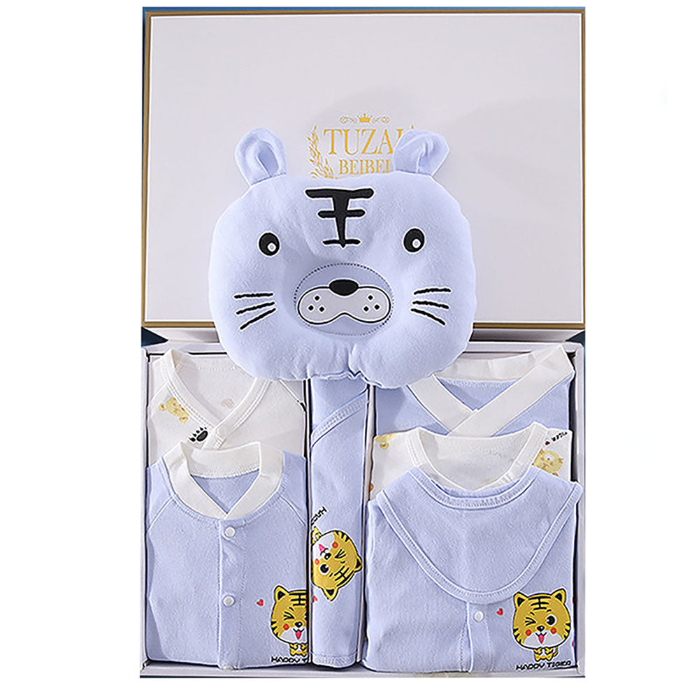 Little Surprise Box 21 Pcs Baby Blue Tiger Newborn Baby Girl/ Boy All Season Wear Gift Hamper With Suitcase