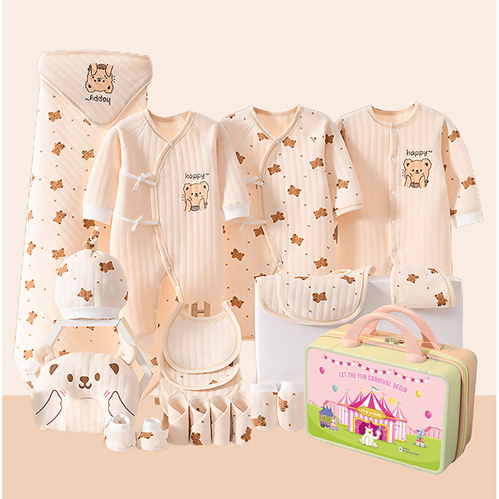 Little Surprise Box, 23 pcs Cream Ted Face, Newborn Baby Girl/ Boy All season wear Gift Hamper Box