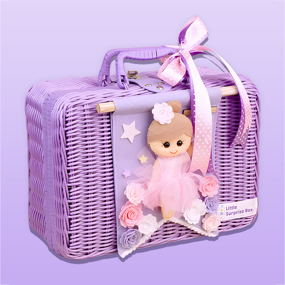 Little Surprise Box, 23 pcs Fairy Bow Newborn Baby Girl Gift Box set, All Season Wear Hamper with luxury designed Storage Cane Basket (0-12 months)