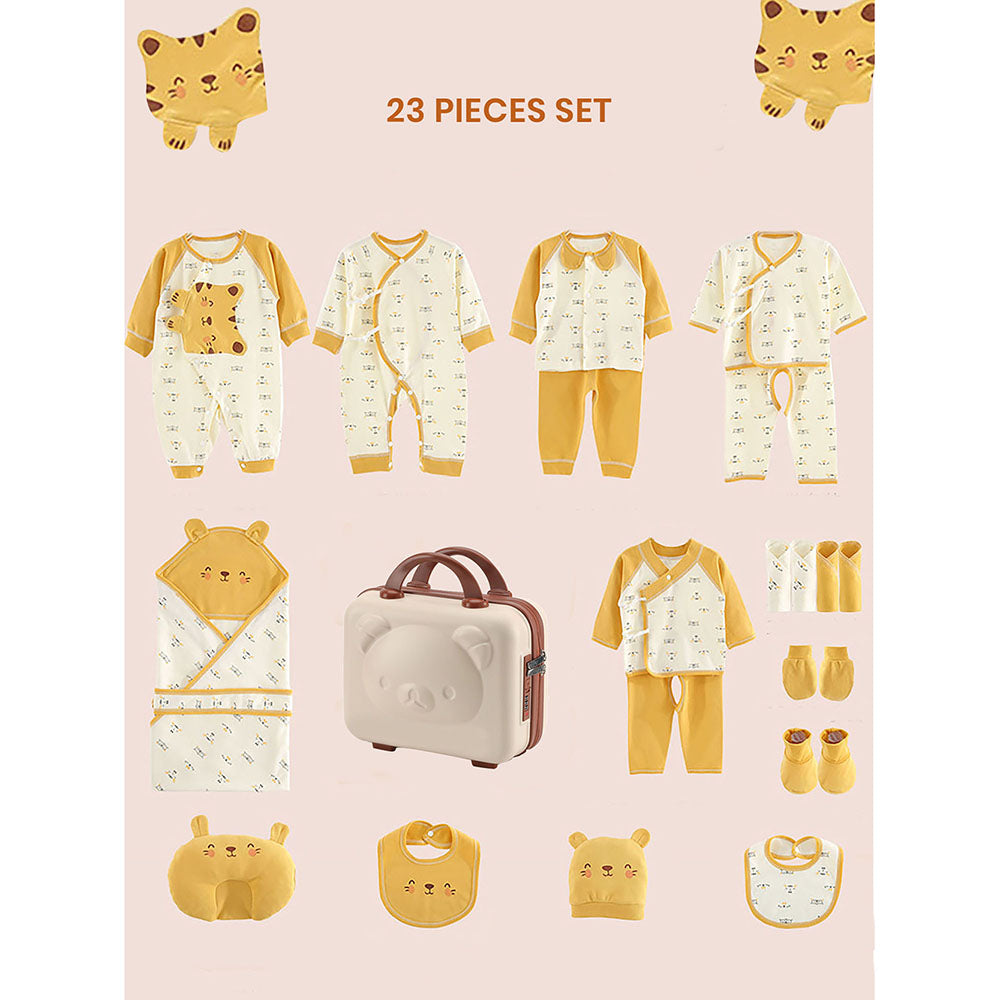 Little Surprise Box 23 Pcs Yellow Catty Newborn Baby Girl/ Boy All Season Wear Gift Hamper Box