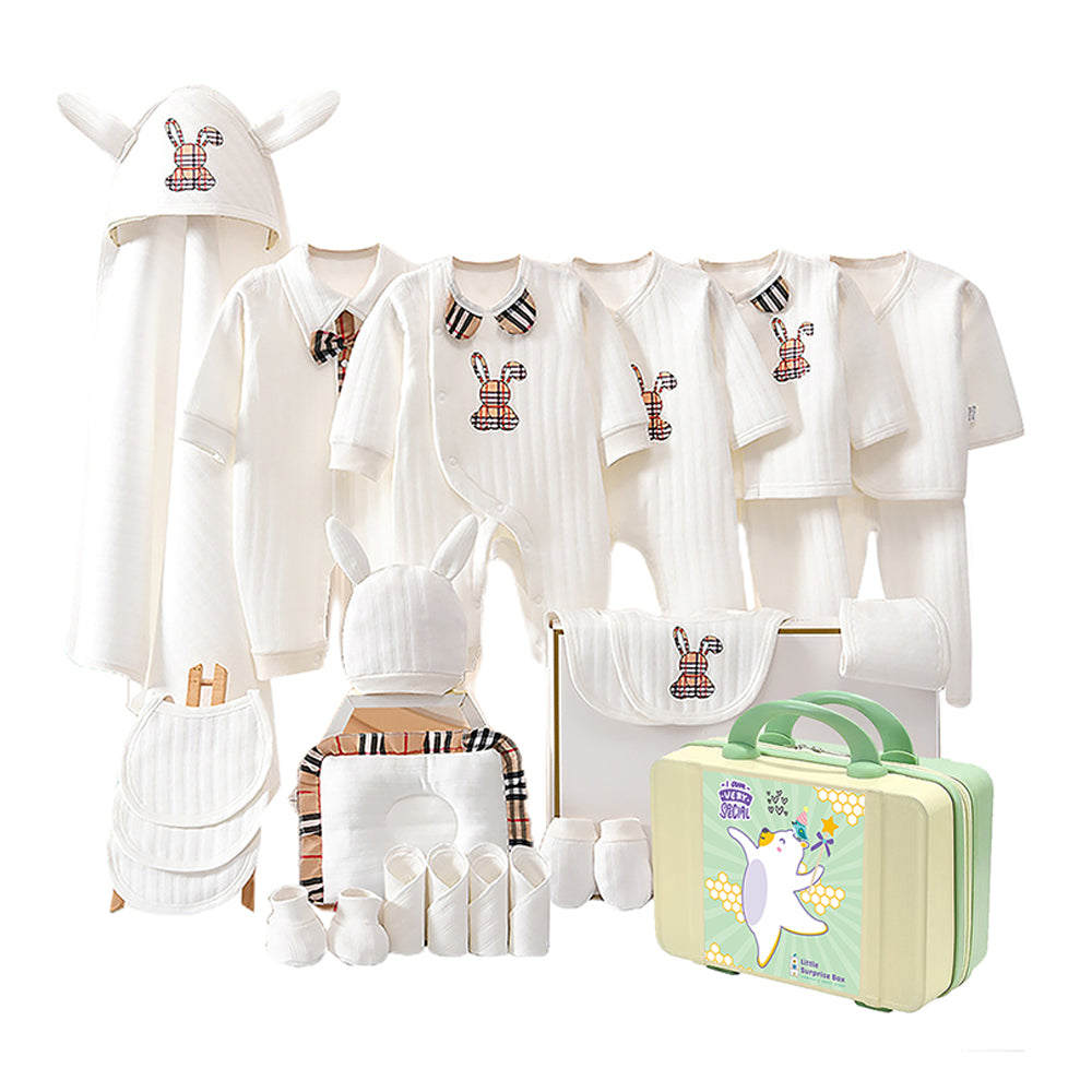 Little Surprise Box, 26 pcs White checkered Bunny , Newborn Baby Girl/ Boy All season wear Gift Hamper Box