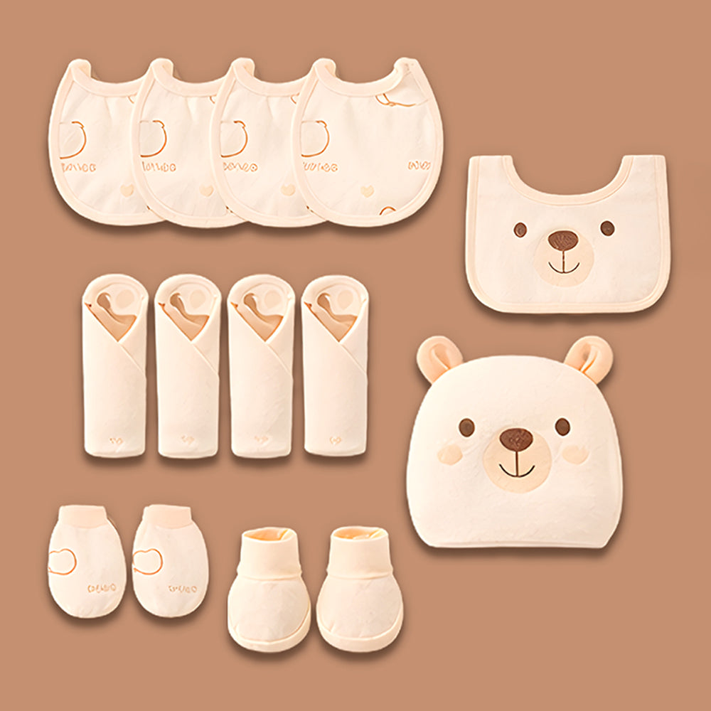 Little Surprise Box, 21pcs  Woodland Bear Totebag Hamper for Newborn Baby Boy / Baby Girl, Giftset for Baby , All Season wear, 0-12 months