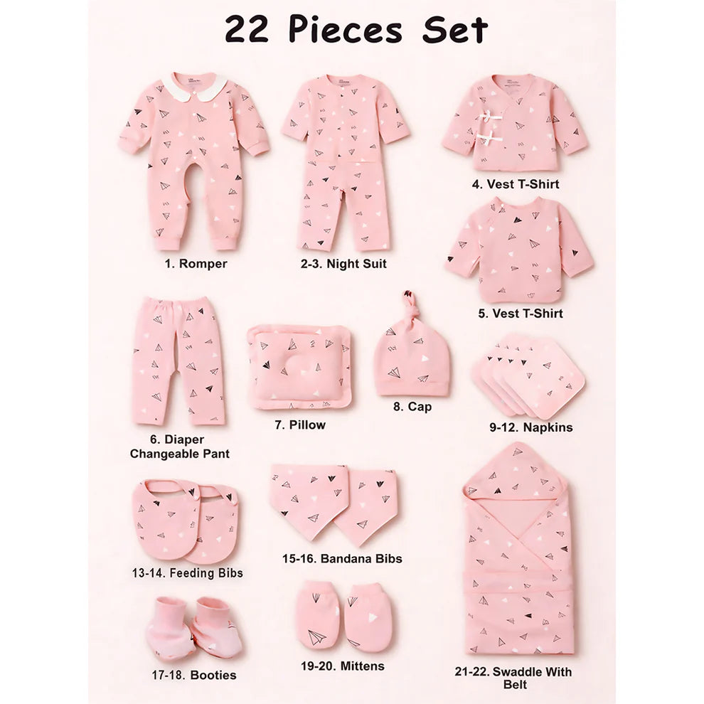 Newborn Baby Boy/Baby Girl 22 pcs Gift Box, Peach (0 - 12 Months)