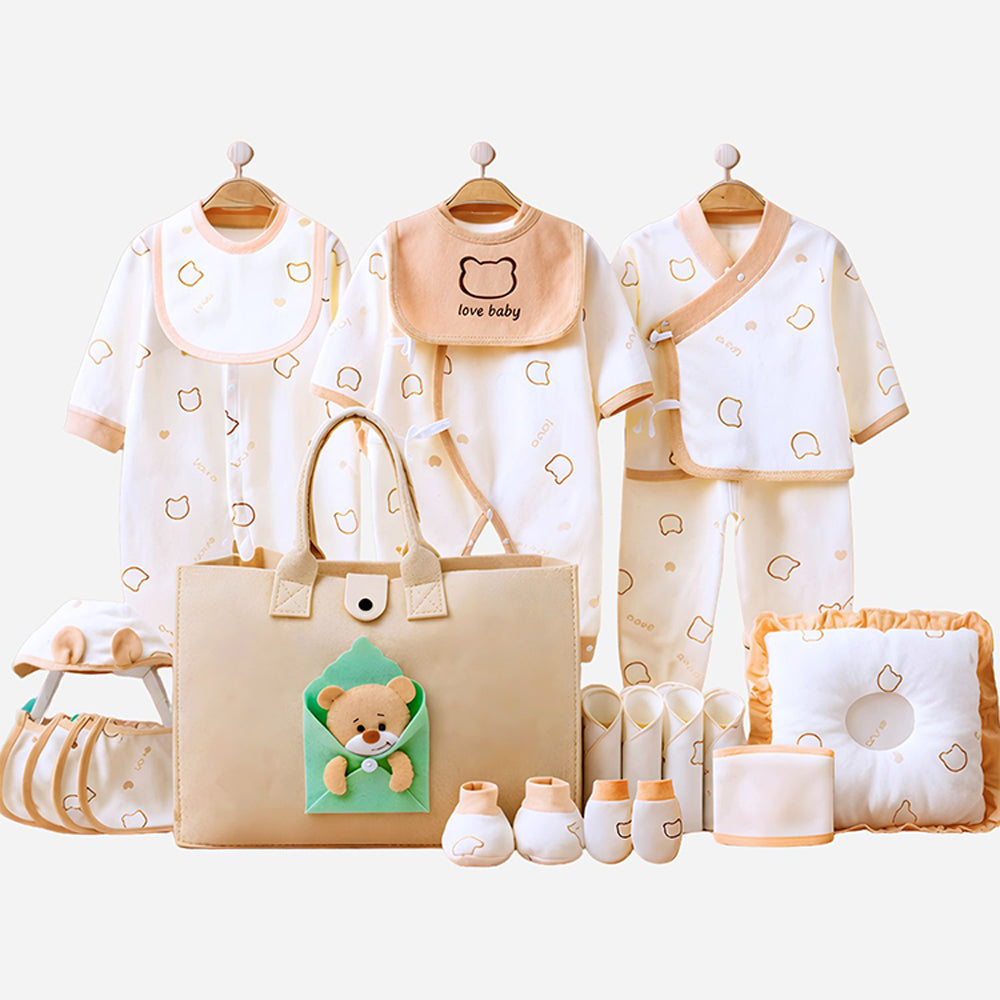 Little Surprise Box, 23pcs Envelope Bear Totebag Hamper for Newborn Baby Boy / Baby Girl, Giftset for Baby , All Season wear, 0-12 months