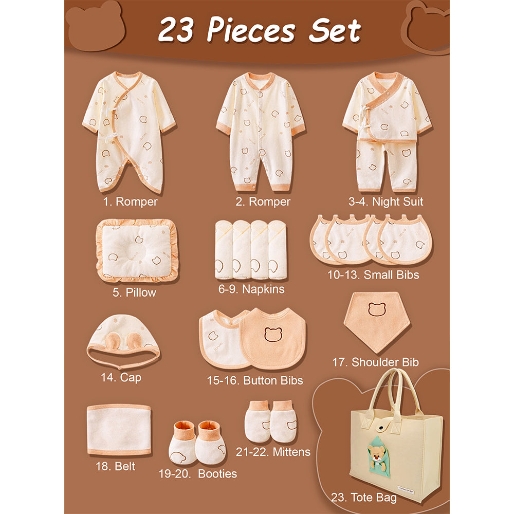Little Surprise Box, 23pcs Envelope Bear Totebag Hamper for Newborn Baby Boy / Baby Girl, Giftset for Baby , All Season wear, 0-12 months
