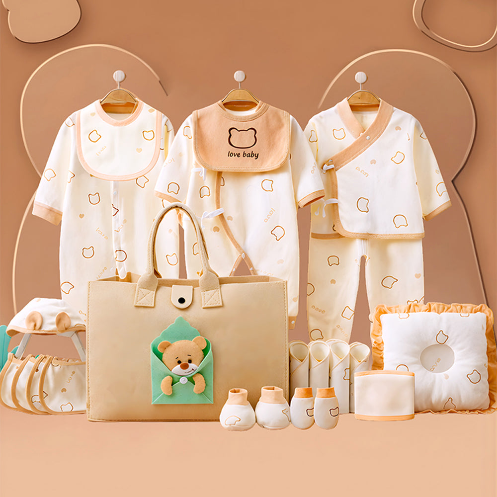 Little Surprise Box, 23pcs Envelope Bear Totebag Hamper for Newborn Baby Boy / Baby Girl, Giftset for Baby , All Season wear, 0-12 months