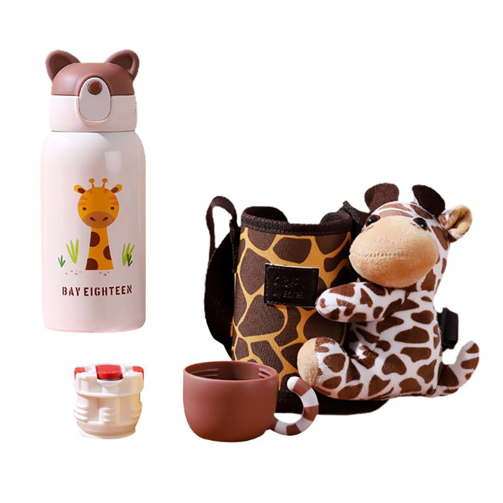 Little Surprise Box Stainless Steel Water Bottle With Matching Cover & Softtoy,Giraffe