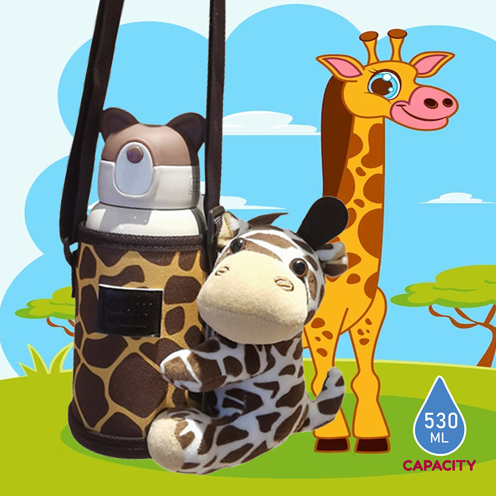 Little Surprise Box Stainless Steel Water Bottle With Matching Cover & Softtoy,Giraffe