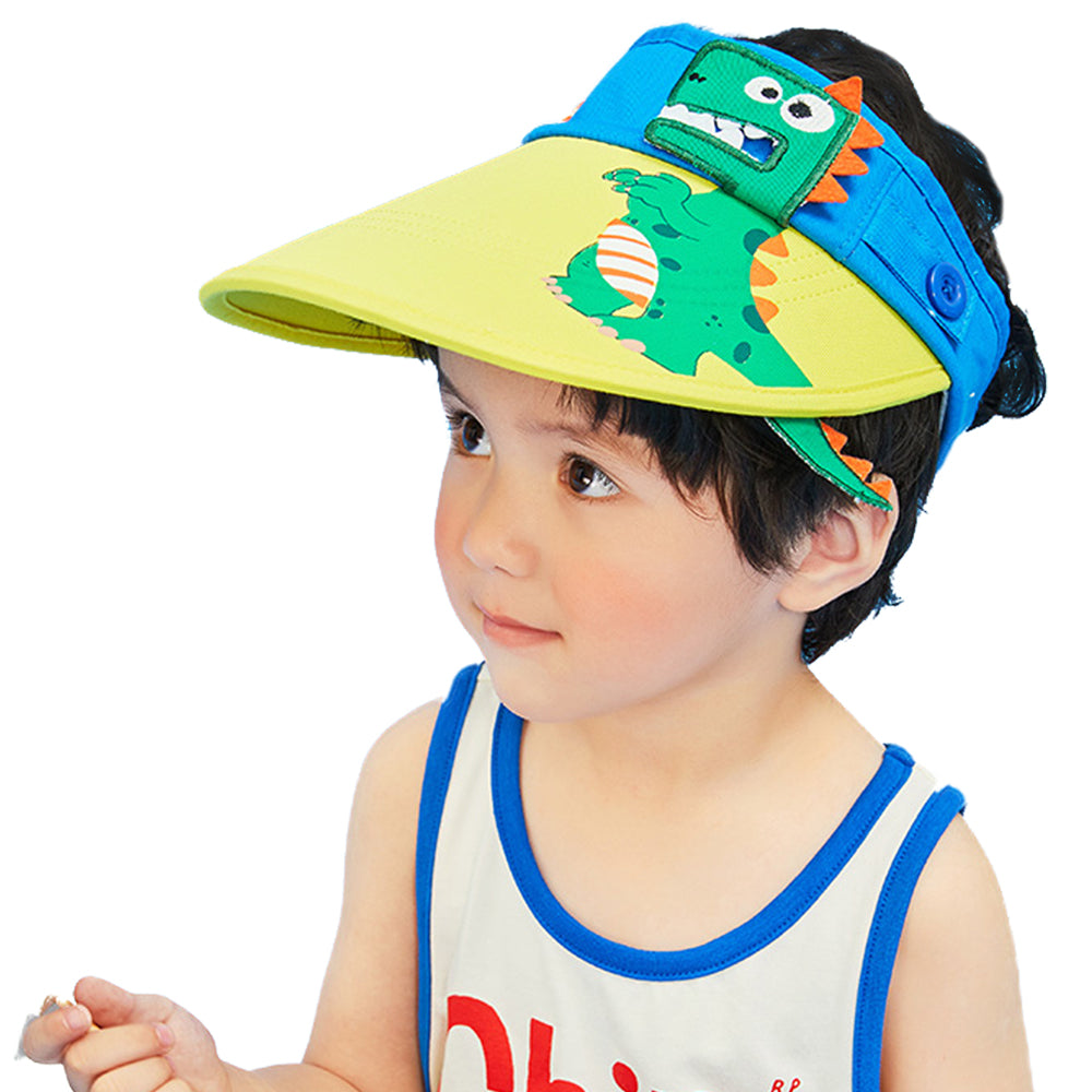 Little Surprise Box Cotton Blue Dino theme Visor Hat for Kids& Toddlers