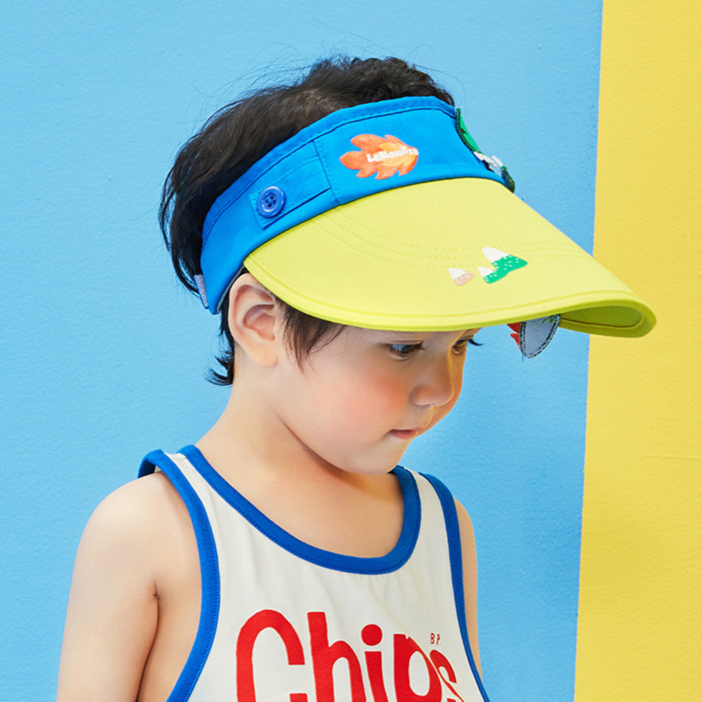 Little Surprise Box Cotton Blue Dino theme Visor Hat for Kids& Toddlers