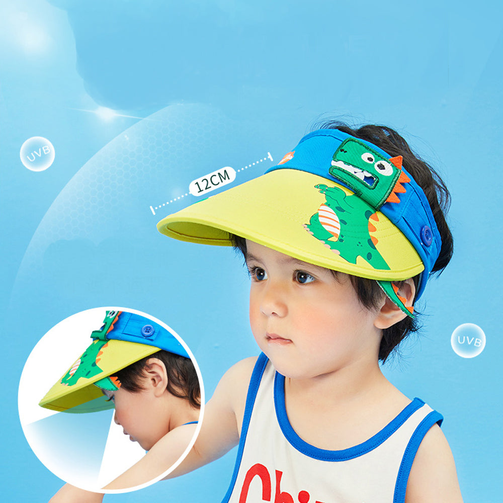 Little Surprise Box Cotton Blue Dino theme Visor Hat for Kids& Toddlers