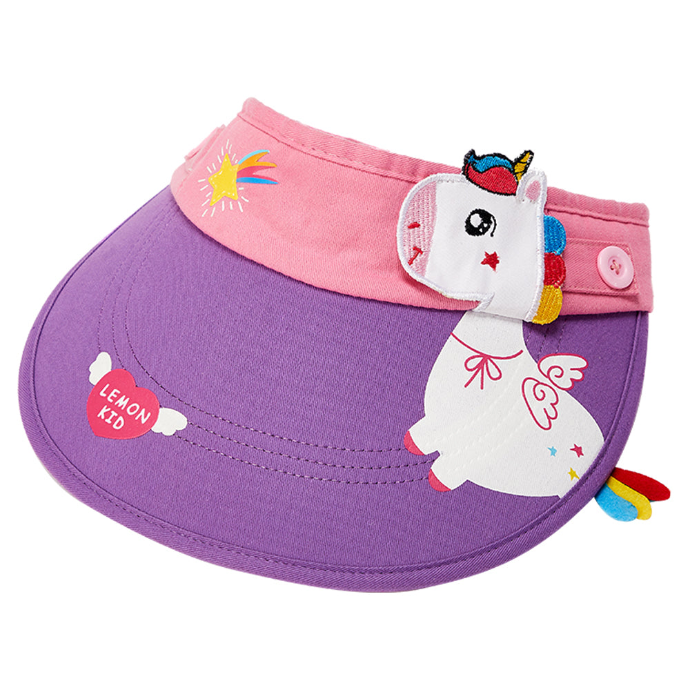 Little Surprise Box Cotton Purple Unicorn theme Visor Hat for Kids& Toddlers