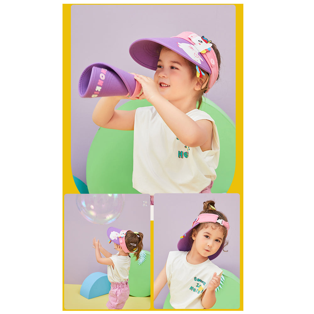 Little Surprise Box Cotton Purple Unicorn theme Visor Hat for Kids& Toddlers