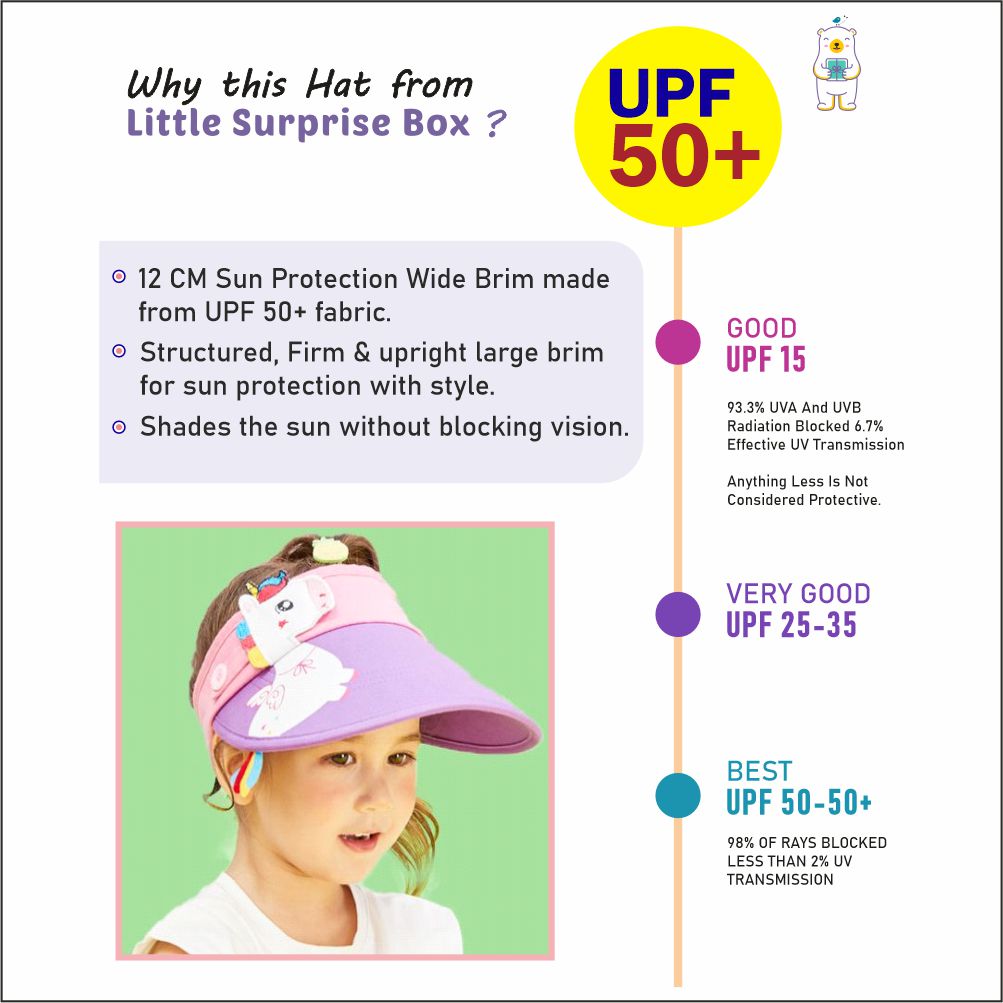 Little Surprise Box Cotton Purple Unicorn theme Visor Hat for Kids& Toddlers