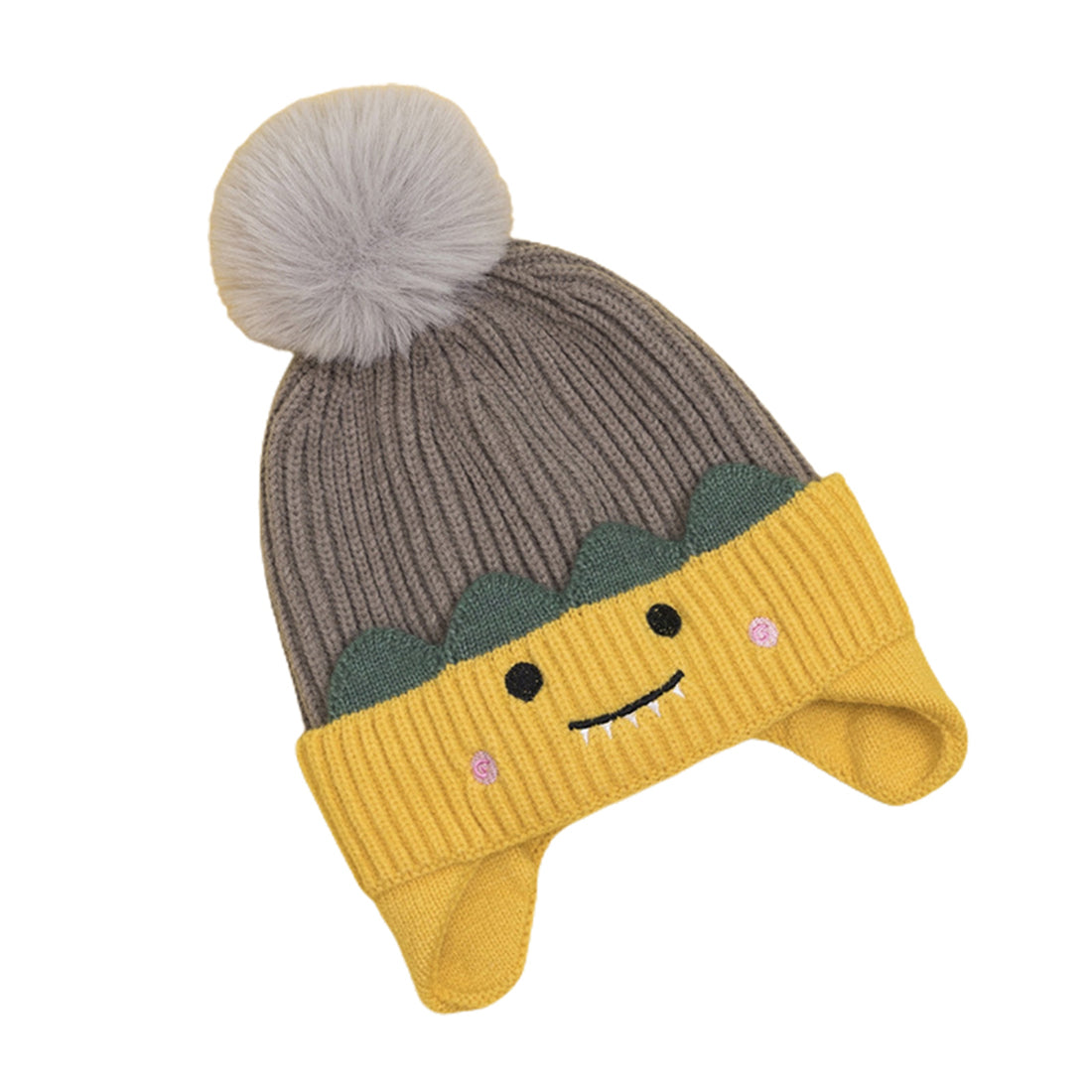 Grey Naughty Monster Winter Cap & Neck Muffler Set