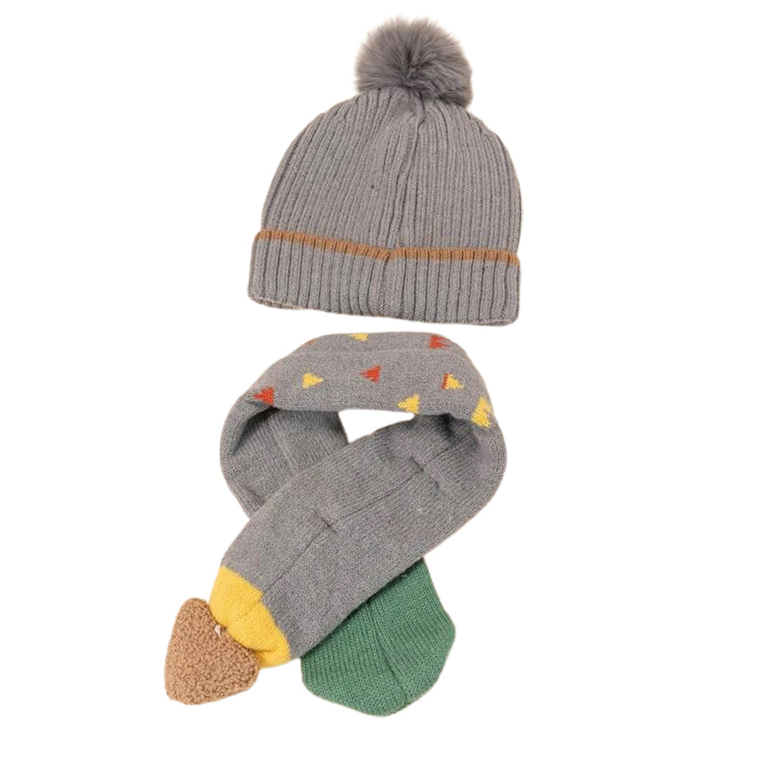 Grey Naughty Monster Winter Cap & Neck Muffler Set